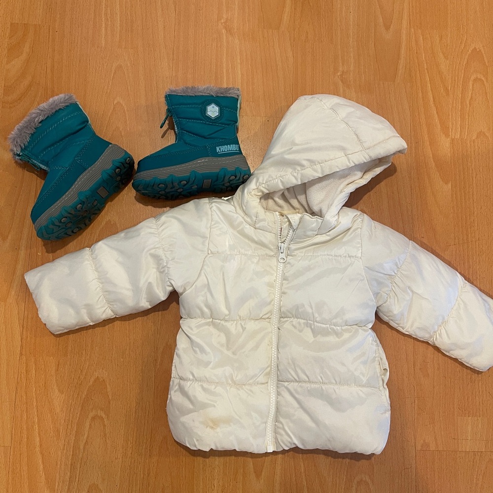 Kids Waterproof Children’s Place Puffer Jacket with Teal Winter Khombu Snow Boot
